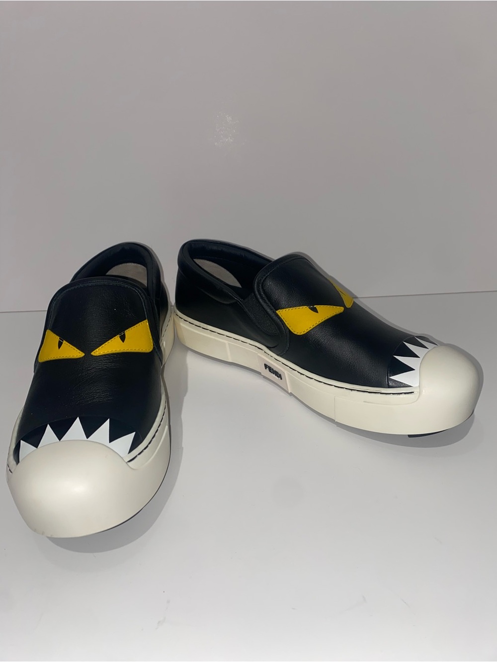 FENDI Monster Eyes Bag Bugs Leather Slip-On Sneakers 36.5 US 6.5 Italy